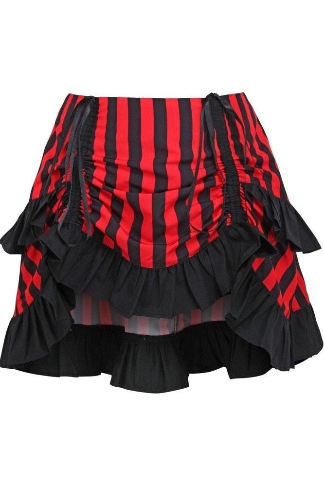 Daisy Corsets Red/Black Striped Ruched Bustle Skirt