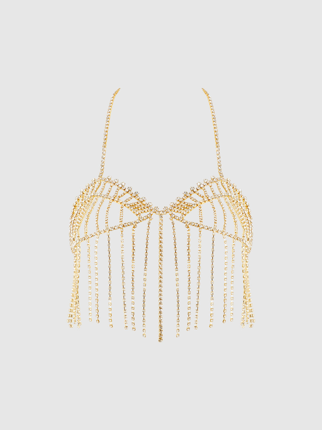 Rhinestone Fringe Cropped Cami Top Gold