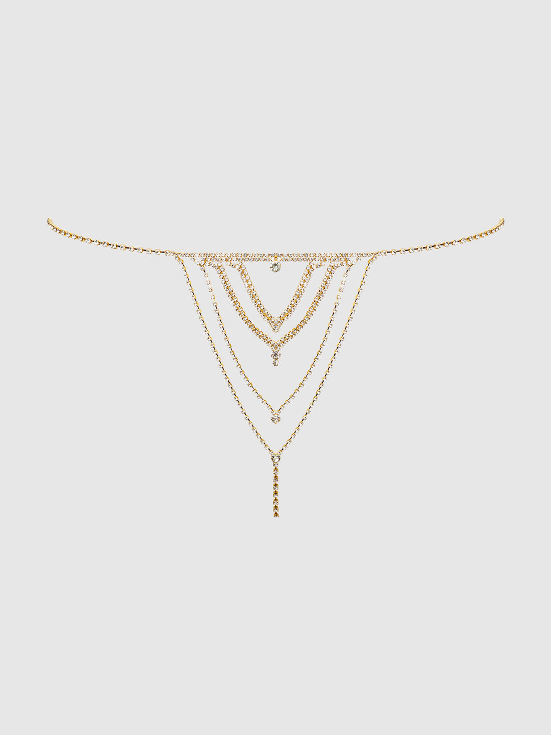 Rhinestone V-Front G-String Panty Gold