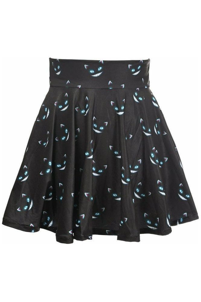 Daisy Corsets Scary Cats Print Stretch Lycra Skirt