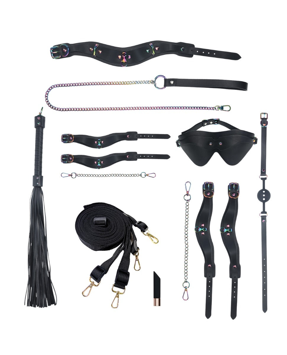 Ouch! Venice Collection Bondage Kit with Bag Set Black/Iridescent
