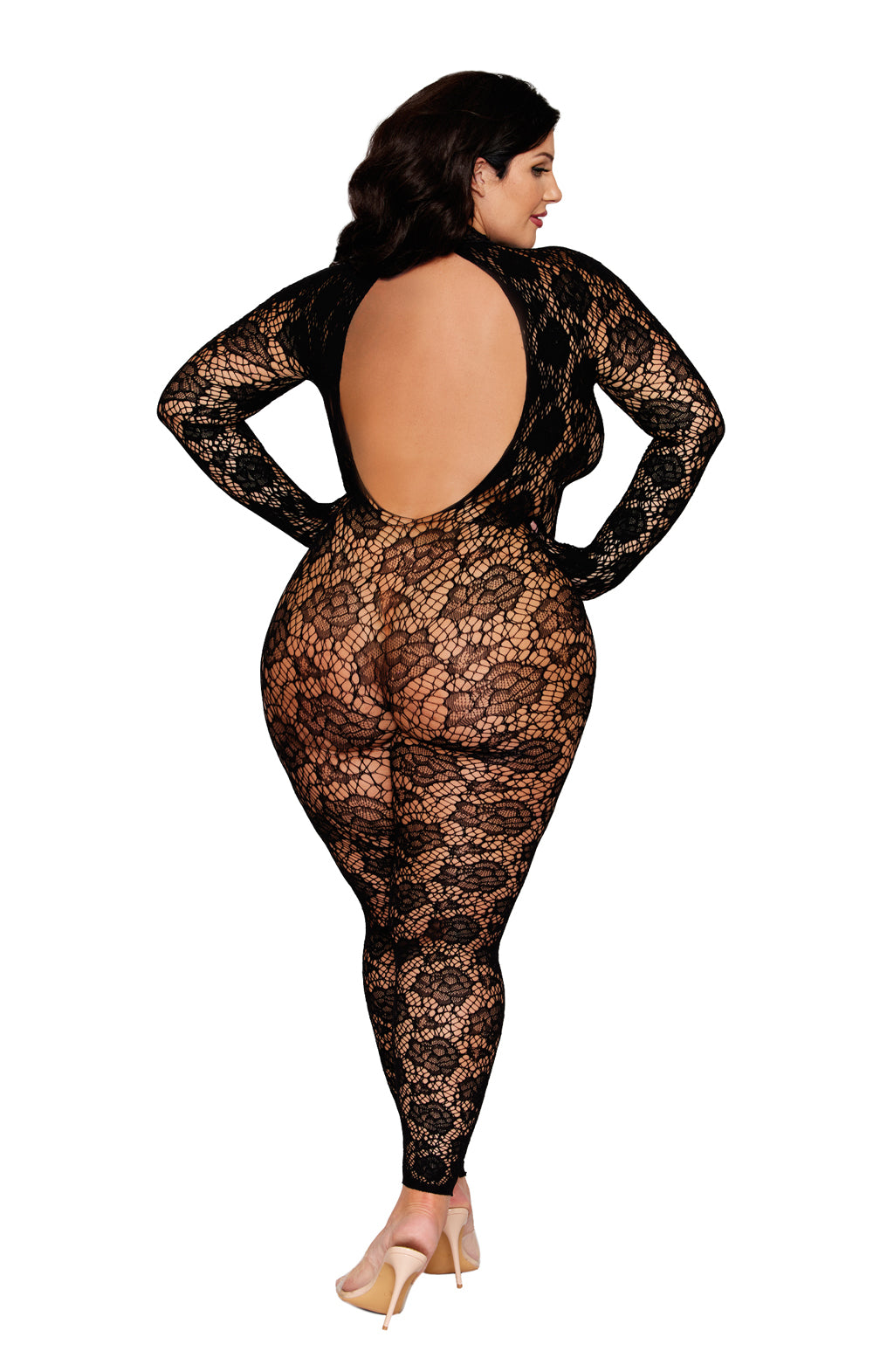 Dreamgirl Lace Gloved Bodystocking Black