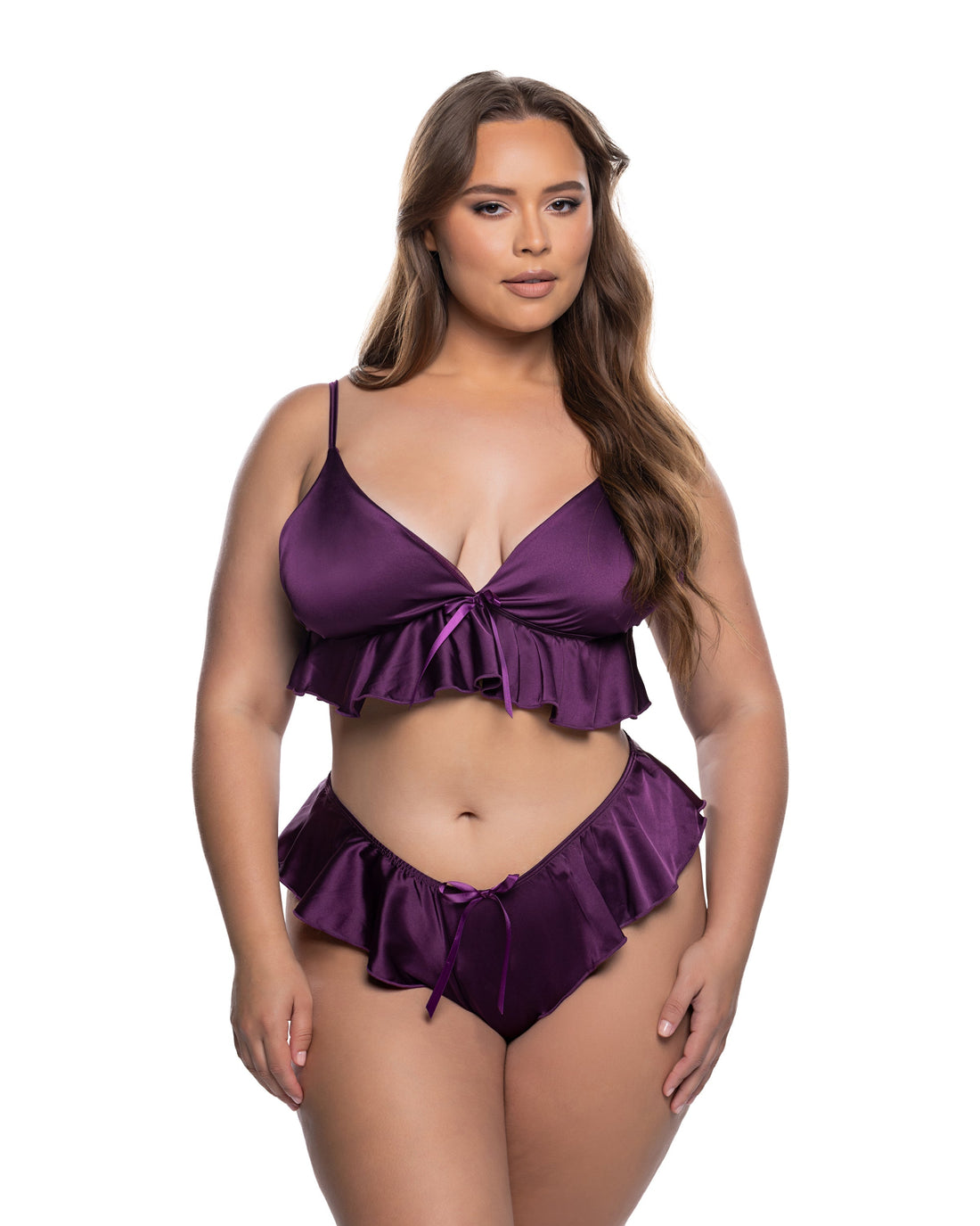 Roma Confidential Queen Plus Sweet Flutter Bralette Sleep Set Purple