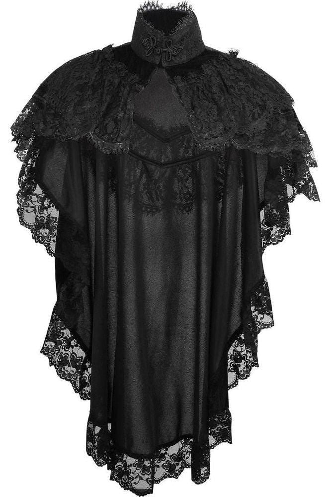 Daisy Corsets Tapered Black Velvet & Lace Capelet
