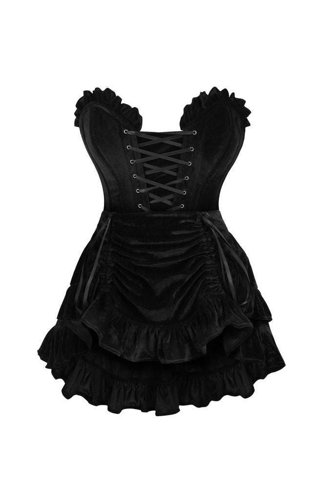 Daisy Corsets Top Drawer 2 PC Black Velvet Lace-Up Corset & Skirt Set