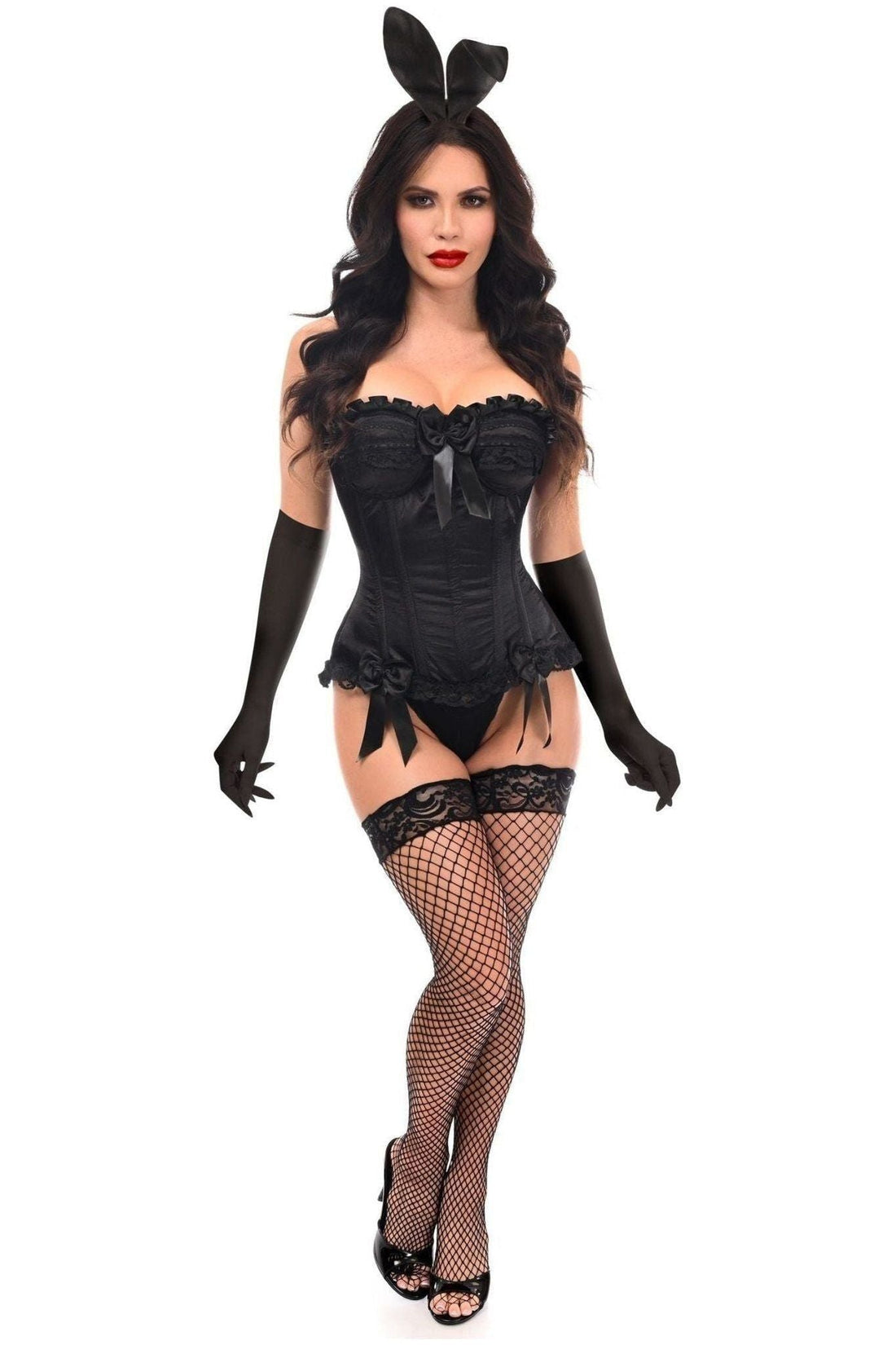 Daisy Corsets Top Drawer 4 PC Black Burlesque Bunny Corset Costume