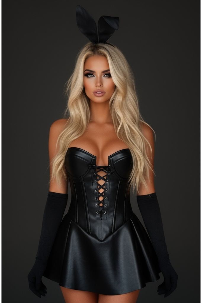 Daisy Corsets Top Drawer 4 PC Faux Leather Bunny Corset Dress Costume