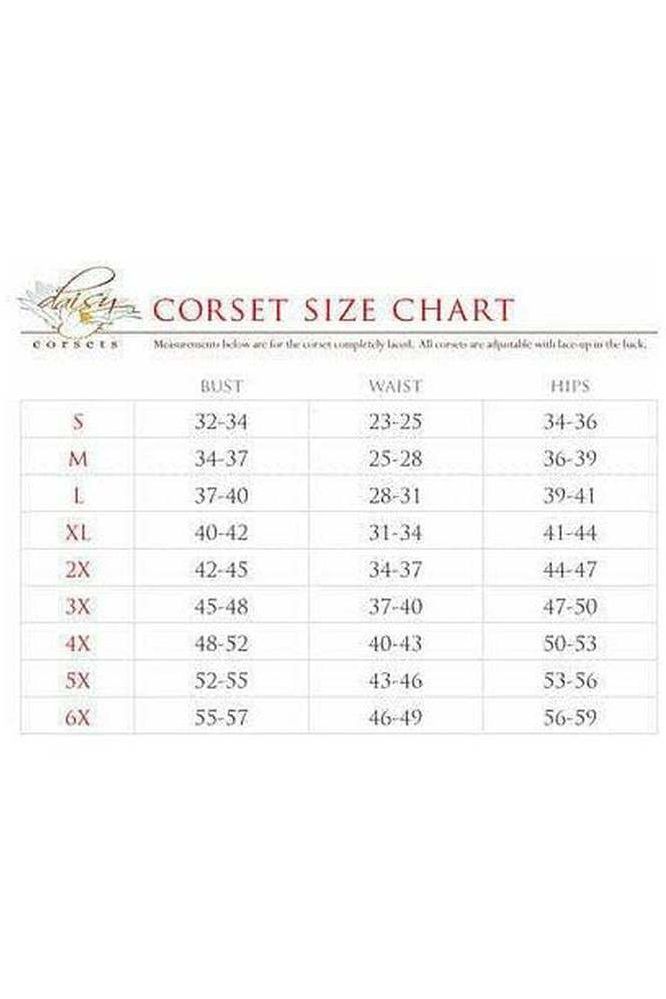 Daisy Corsets Top Drawer Black Satin Double Steel Boned Curvy Cut Waist Cincher