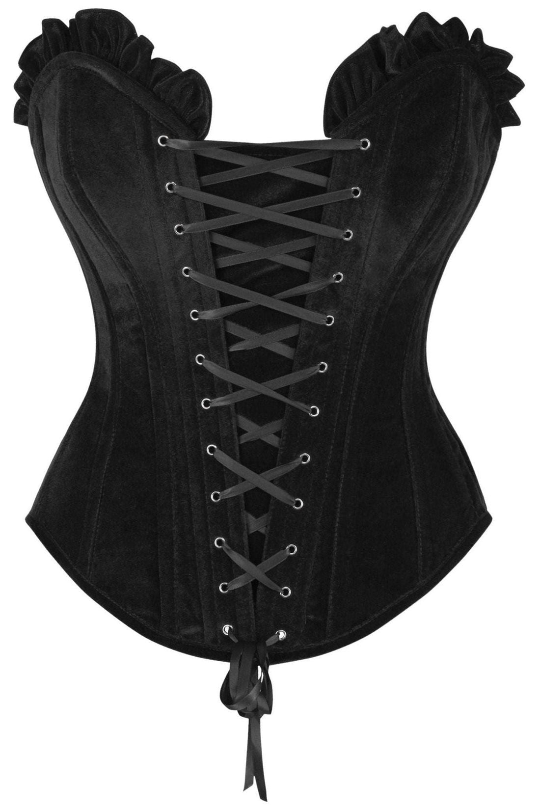 Daisy Corsets Top Drawer Black Velvet Lace-Up Steel Boned Overbust Corset