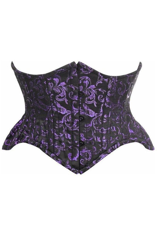 Daisy Corsets Top Drawer Black/Purple Brocade Double Steel Boned Mini Cincher Corset