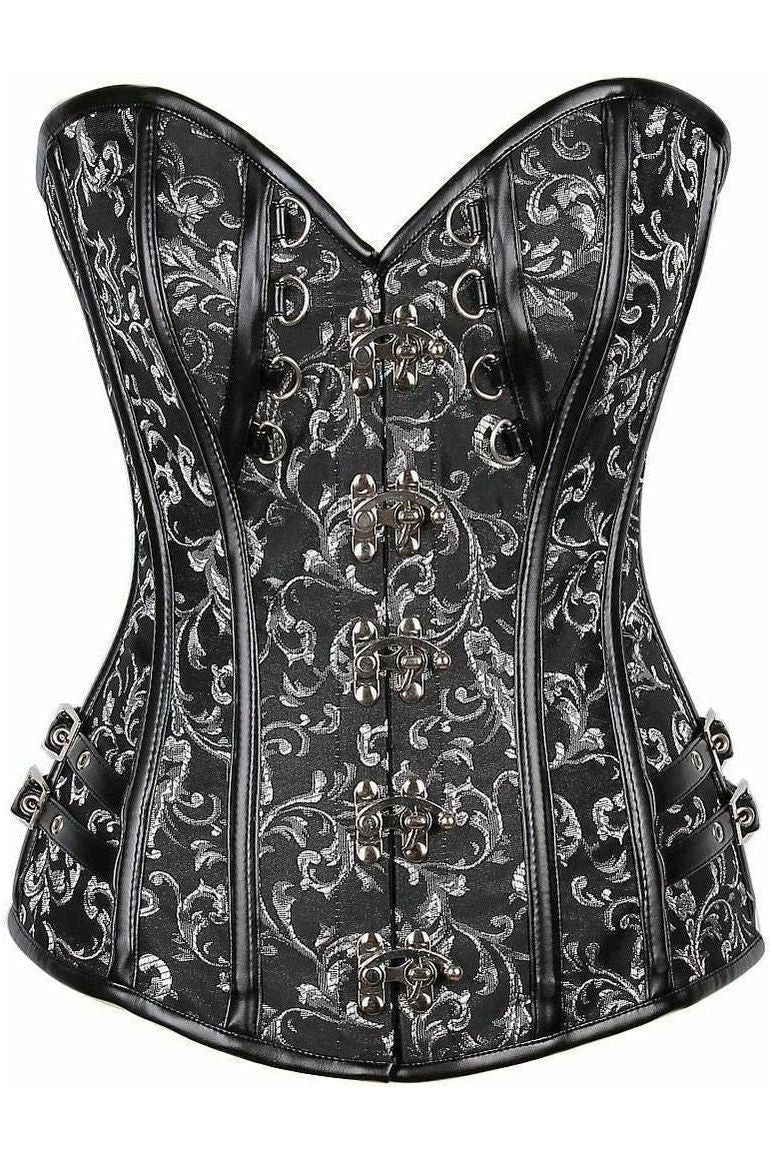 Daisy Corsets Top Drawer Brocade & Faux Leather Steel Boned Corset