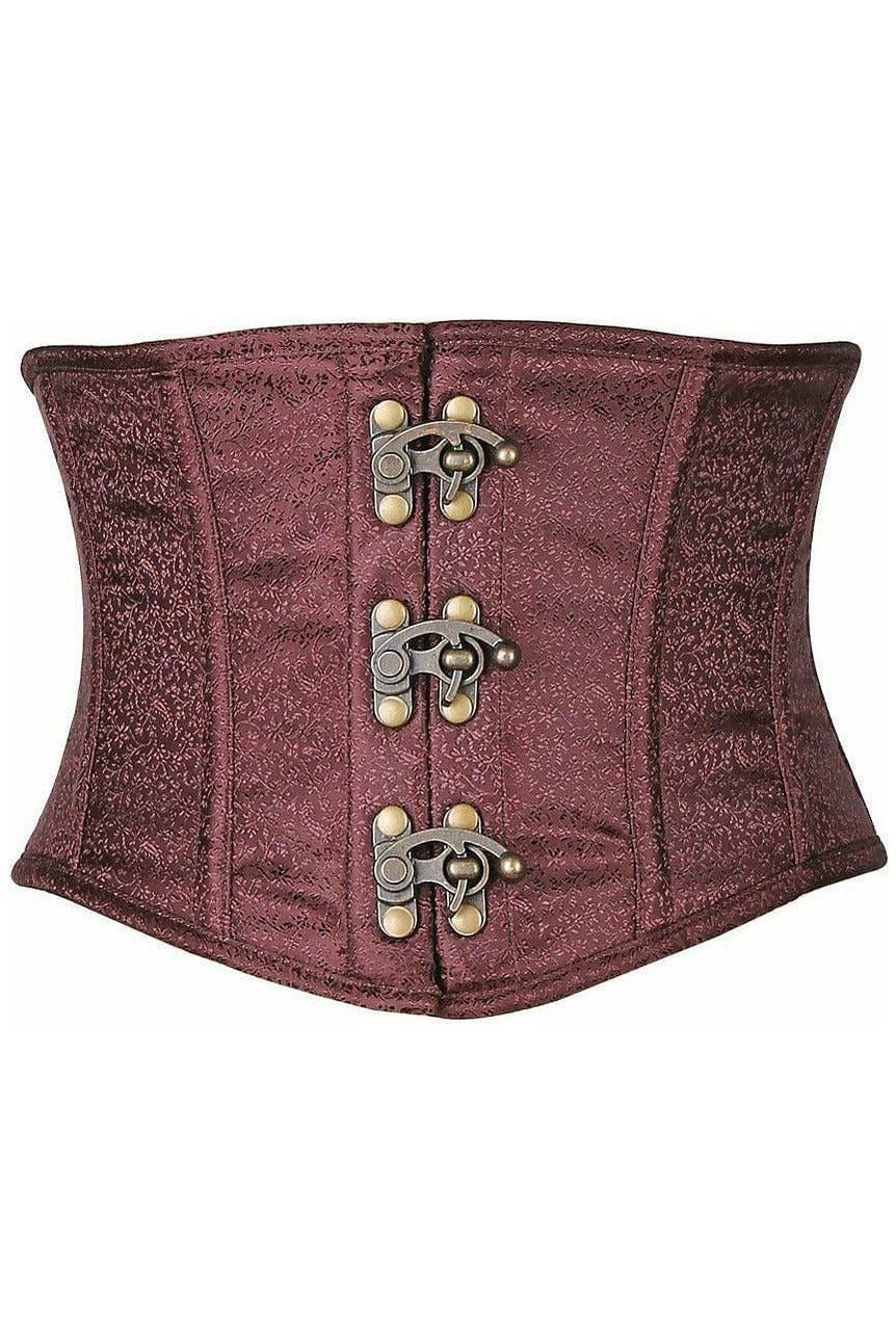 Daisy Corsets Top Drawer Brown Brocade Steel Boned Mini Cincher w/Clasps