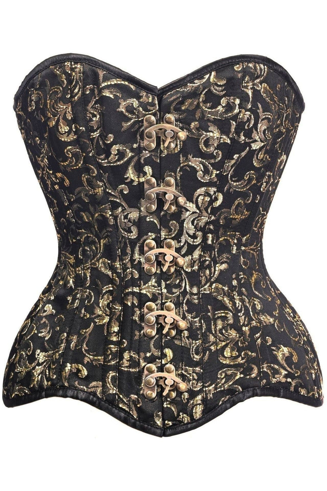 Daisy Corsets Top Drawer CURVY Black/Gold Brocade Double Steel Boned Overbust Corset