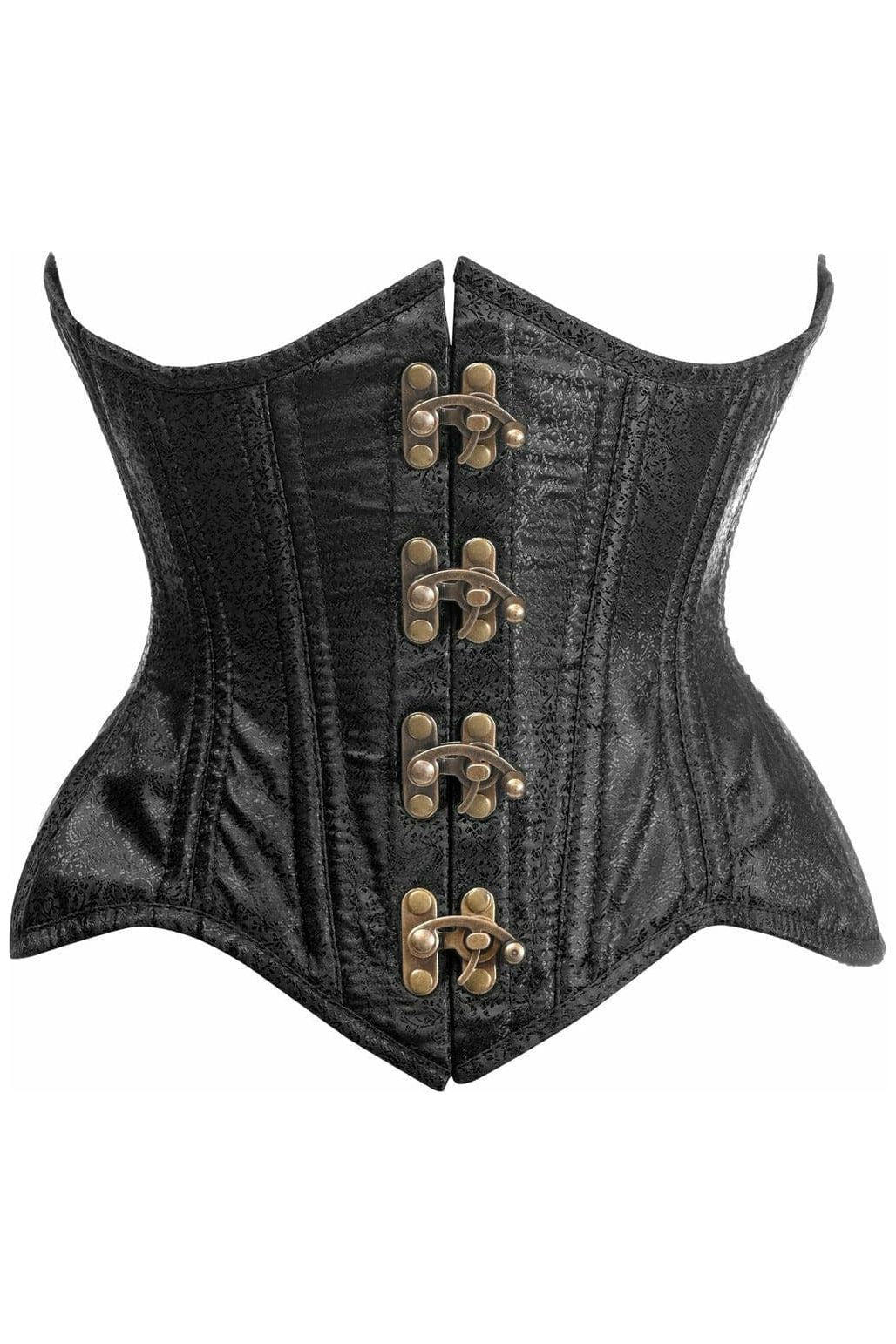 Daisy Corsets Top Drawer Double Steel Boned Black Brocade Curvy Underbust Corset