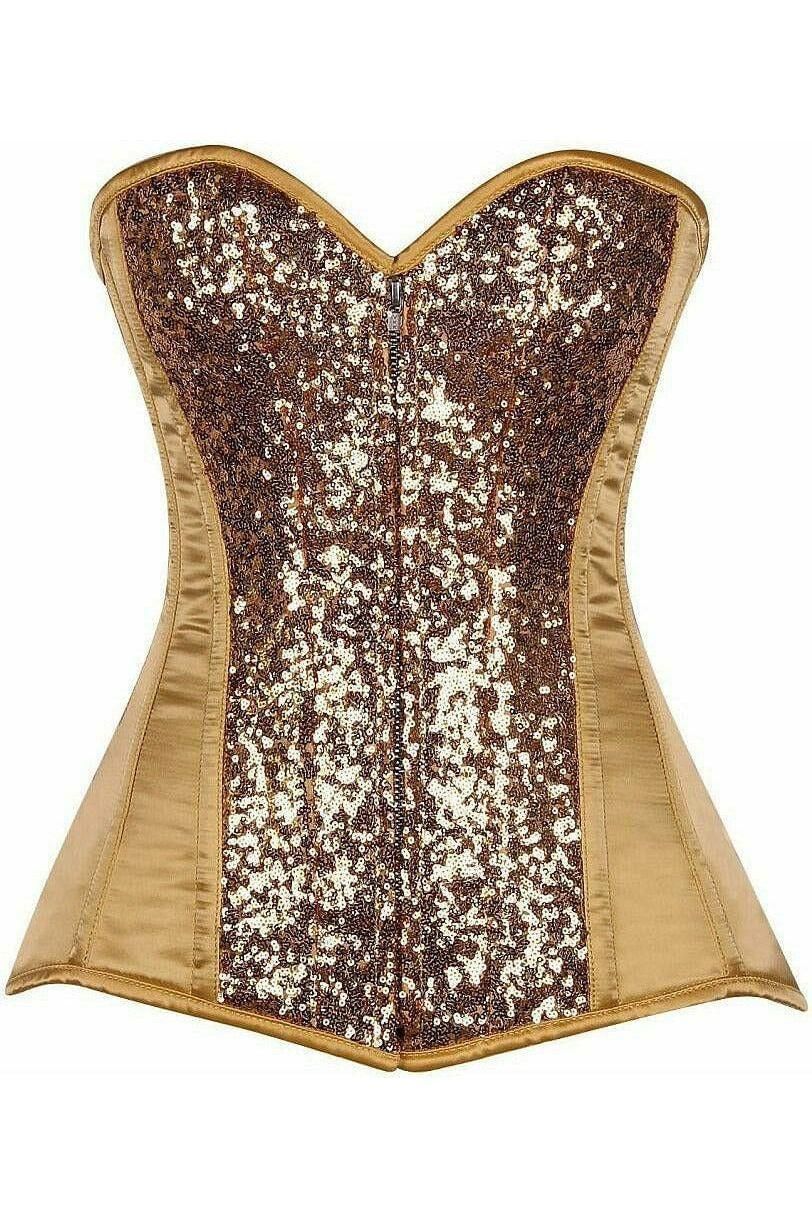 Daisy Corsets Top Drawer Gold Sequin Steel Boned Corset