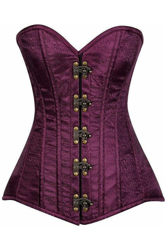 Daisy Corsets Top Drawer Plum Brocade Steel Boned Corset w/Clasp Closure