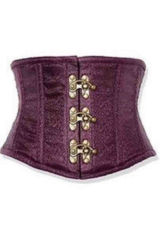 Daisy Corsets Top Drawer Plum Brocade Steel Boned Mini Cincher w/Clasps