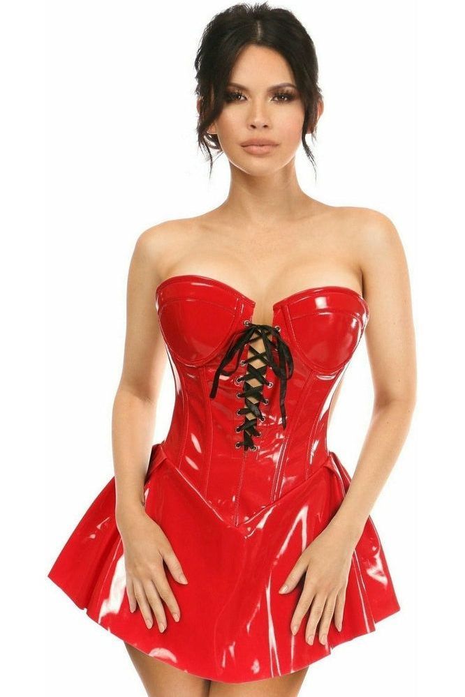Daisy Corsets Top Drawer Red Patent Steel Boned Corseted Dress
