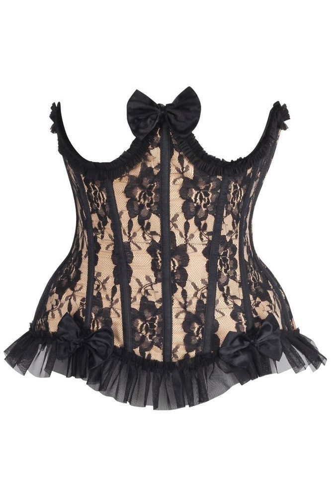 Daisy Corsets Top Drawer Steel Boned Nude/Black Lace Underwire Burlesque Underbust Corset Cincher