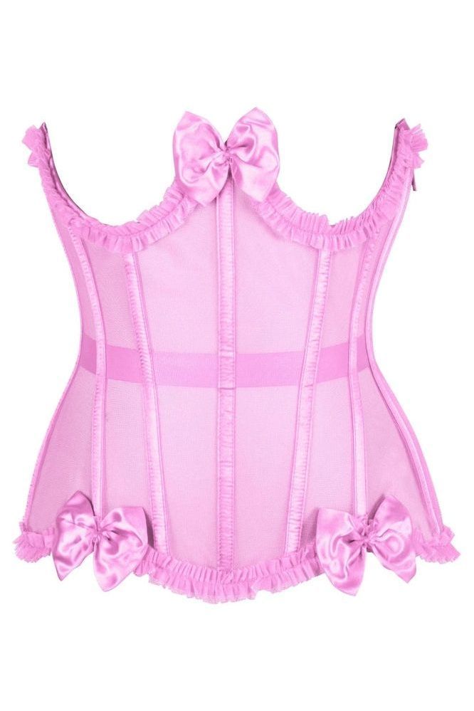 Daisy Corsets Top Drawer Steel Boned Pink Mesh Underwire Burlesque Underbust Corset Cincher