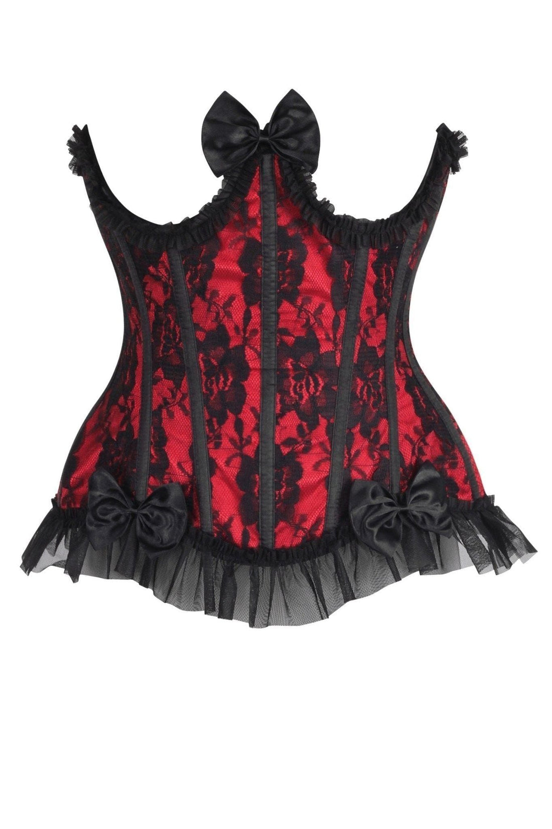 Daisy Corsets Top Drawer Steel Boned Red/Black Lace Underwire Burlesque Underbust Corset Cincher