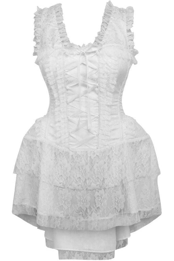 Top Drawer Steel Boned White Lace Victorian Corset Dress - Daisy Corsets
