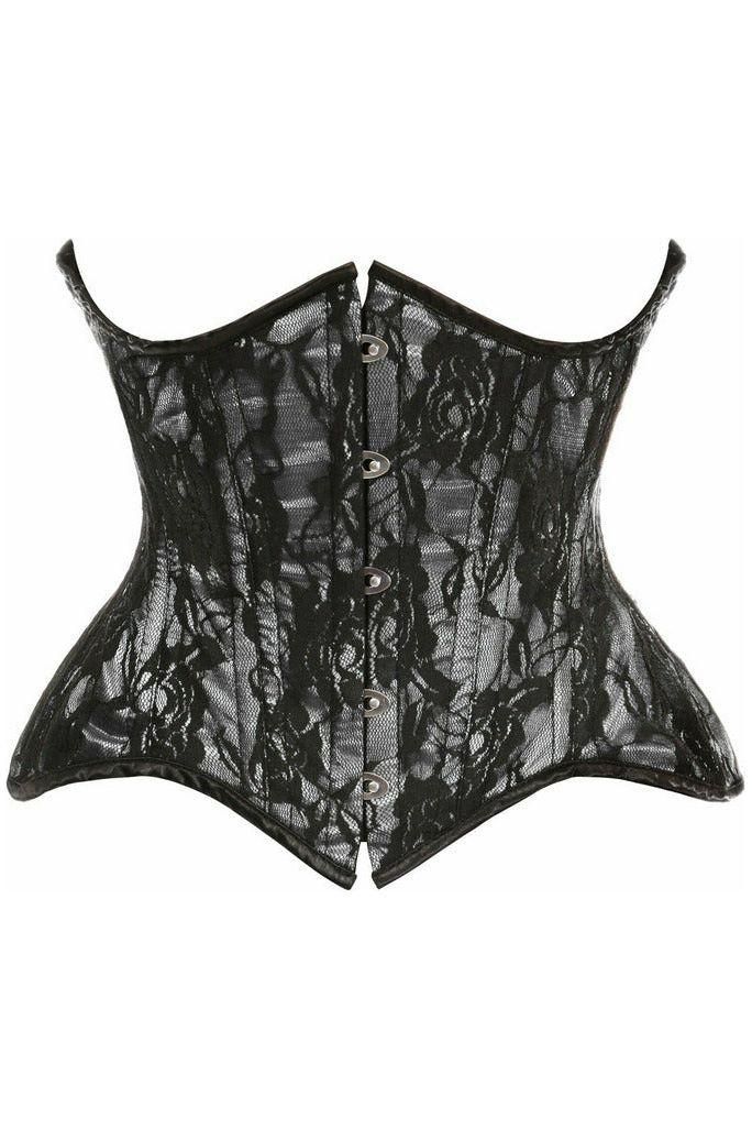 Daisy Corsets Top Drawer White w/Black Lace Double Steel Boned Curvy Cut Waist Cincher Corset