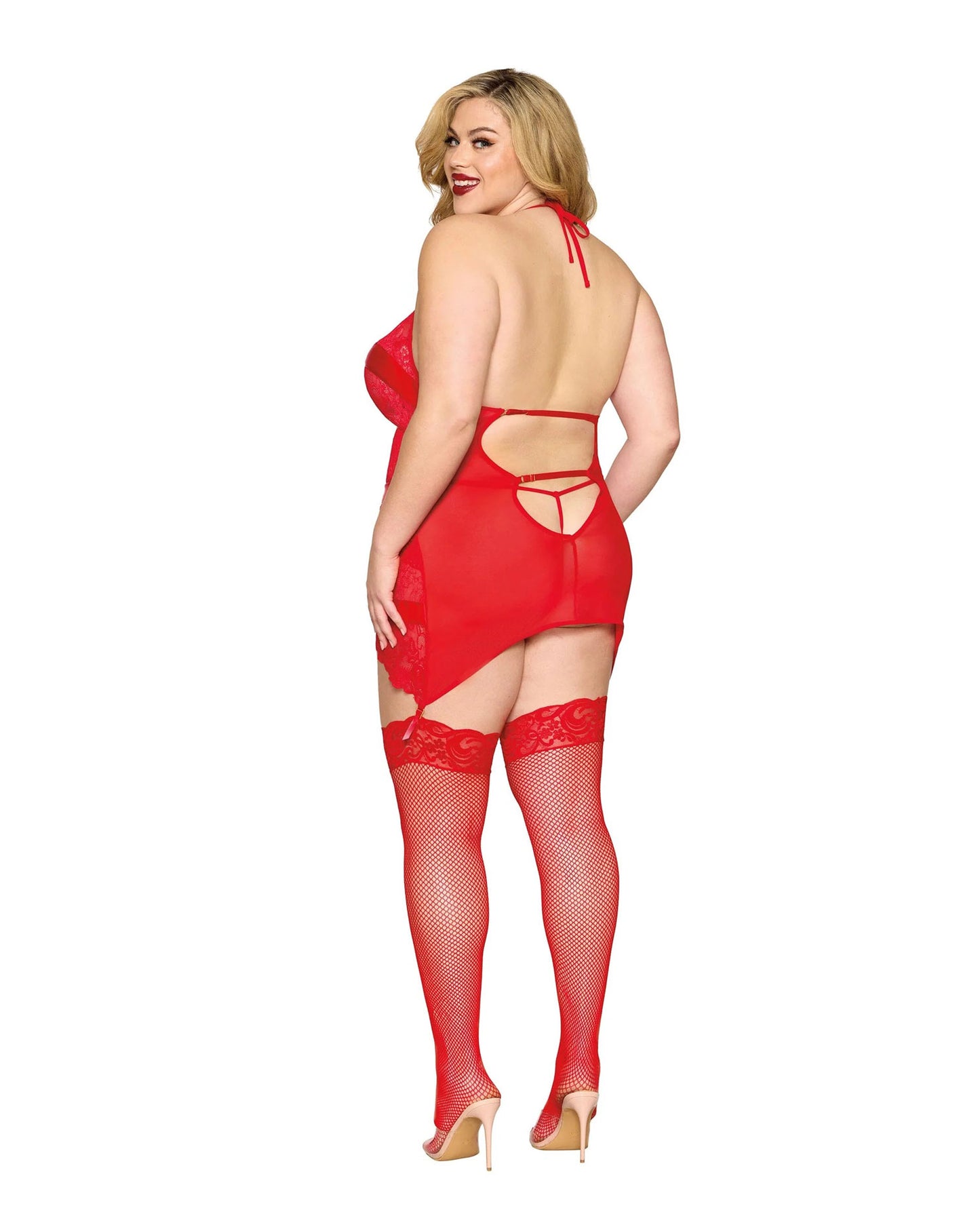 Dreamgirl Garter Slip and G-String Diamond Red