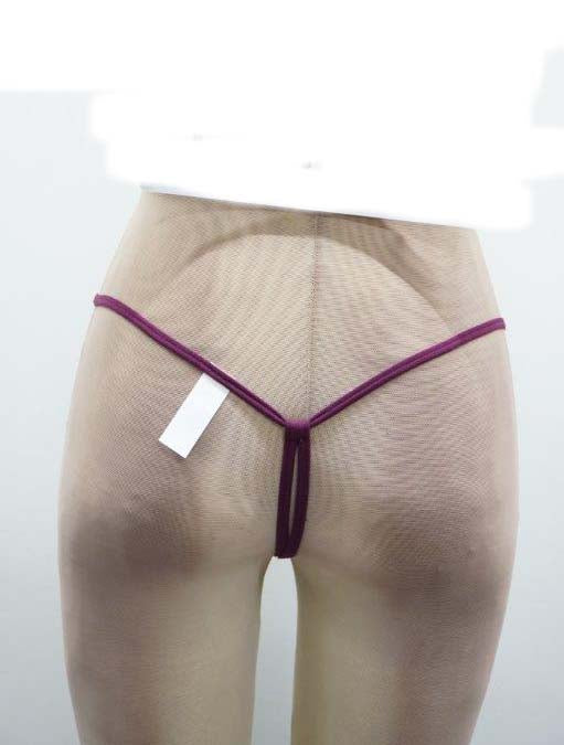 Escante All Over Lace Open Crotch Panty Adjustable - One Size - Burgundy