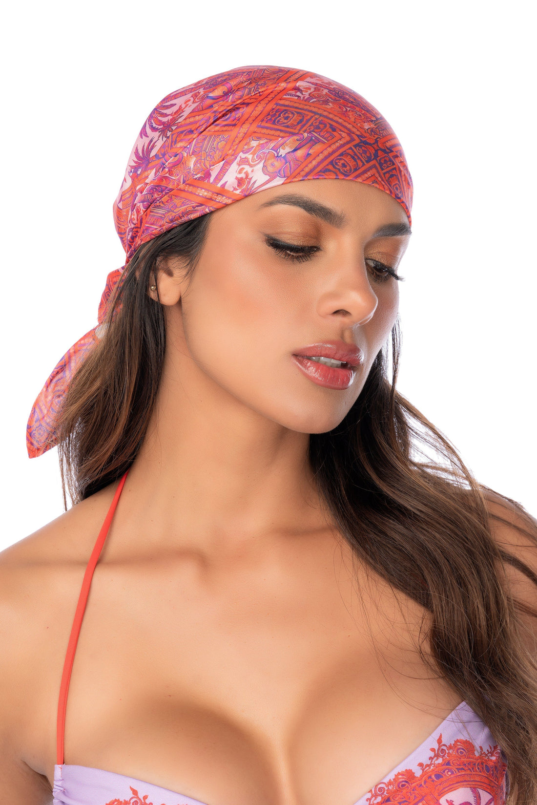 Mapale Versatile Square Scarf Worn as a Headwrap Bandana and Chic Bandeau Desert Mirage