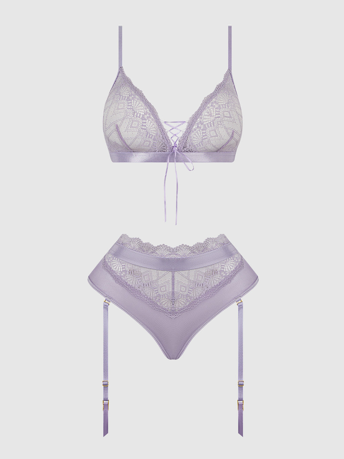 House of Desire Queen Vivienne Timeless Lace & Micro Bralette & Thong Set Lavender