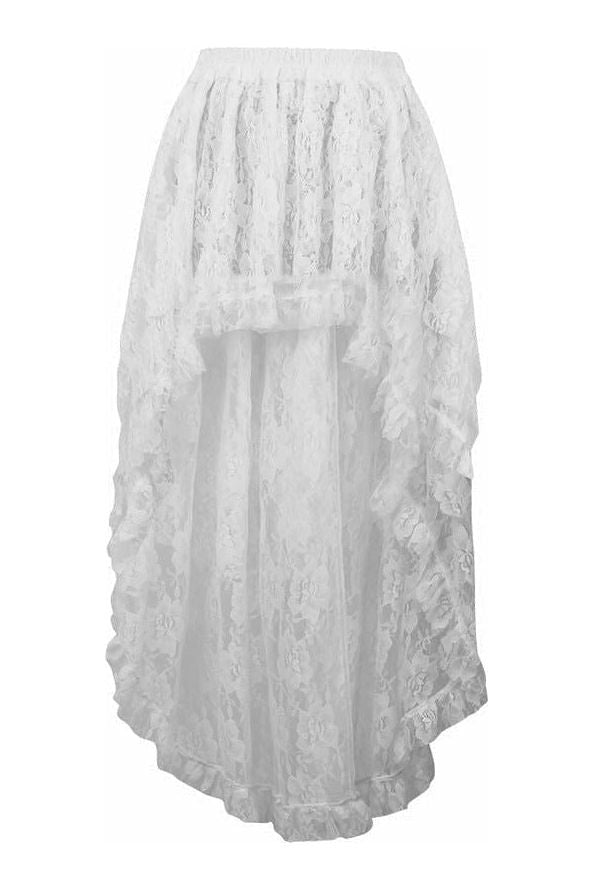 Daisy Corsets White Lace Hi Low Skirt