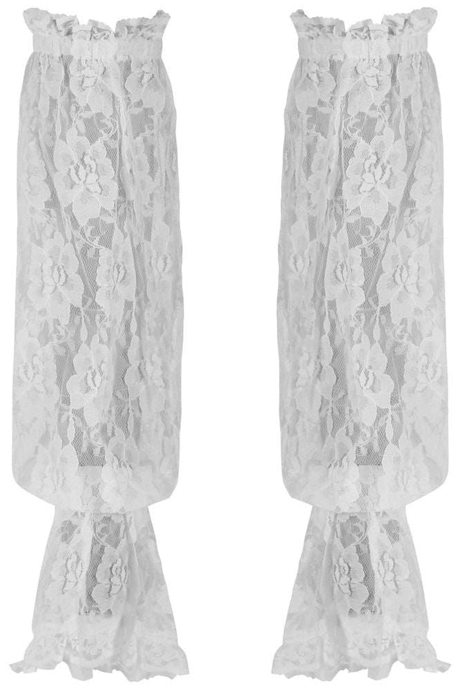 Daisy Corsets White Sheer Lace Smocked Sleeves