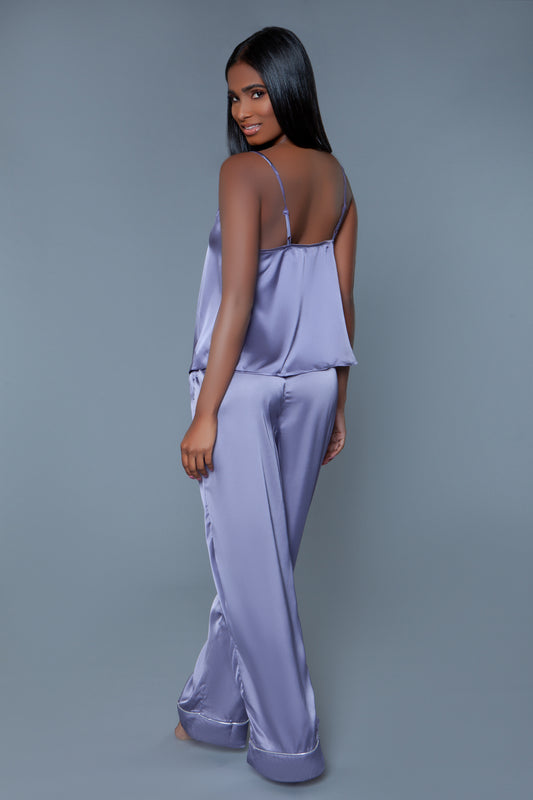 BeWicked Madison PJ Set Lilac Purple Satin Pajamas