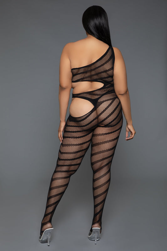 BeWicked Crazy For You Bodystocking Black Stripes