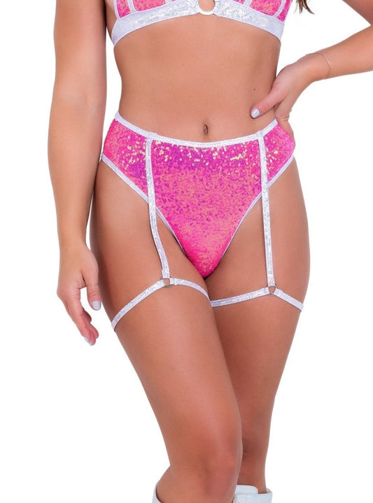 Roma Rave Festival High-Waisted Sequin Shorts Hot Pink