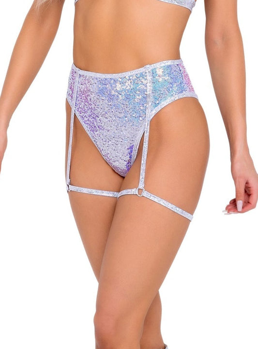 Roma Rave Festival High-Waisted Sequin Shorts Lavender