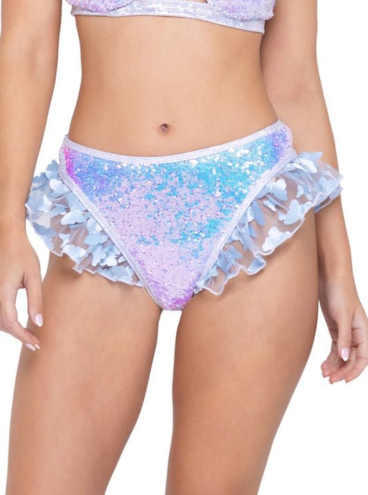 Roma Festival Rave High-Waisted Sequin Shorts Blue
