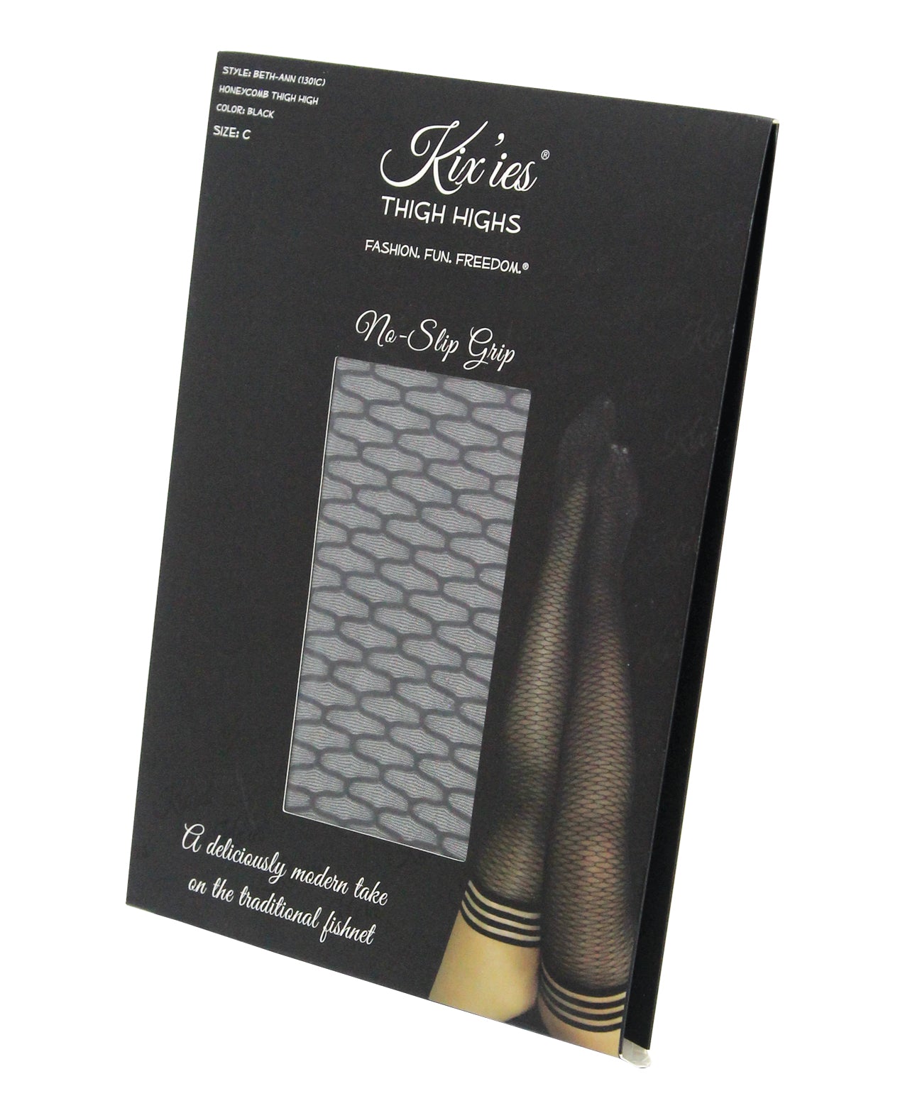 Kixies Beth Ann Honeycomb Thigh Highs Black