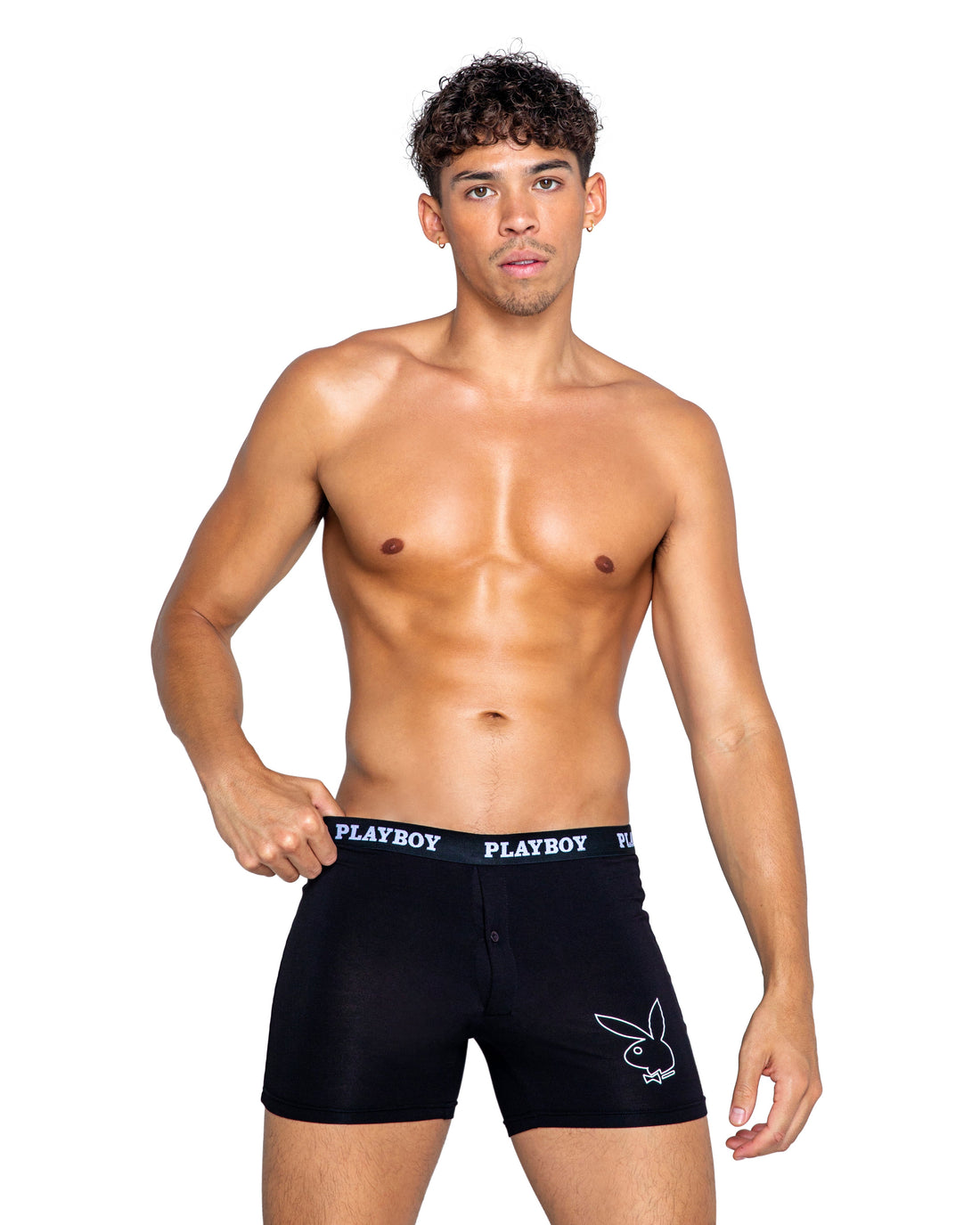 Playboy Mens Tuxedo Modal Classic Boxer Briefs Underwear Black