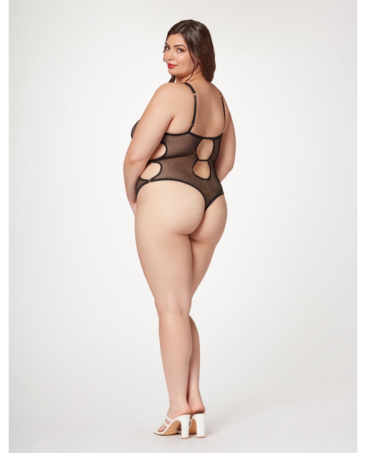 Seven ’til Midnight Queen Fishnet Strappy High Cut Leg Teddy Black