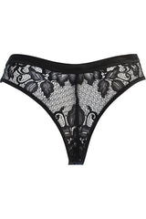Noir Eyelash Lace Brazilian Thong