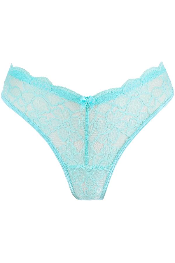 On the Clouds Lace Thong Panty Aqua Blue
