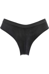 Sheer Stripe Brazilian Thong Black/Nude
