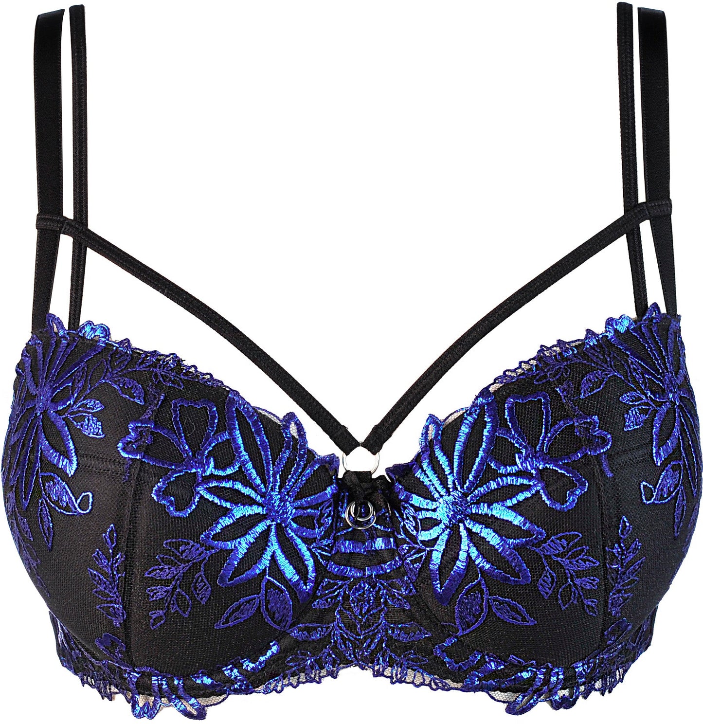 Axami V-10231 Padded Balconette Bra Blue Shimmer Brilliance