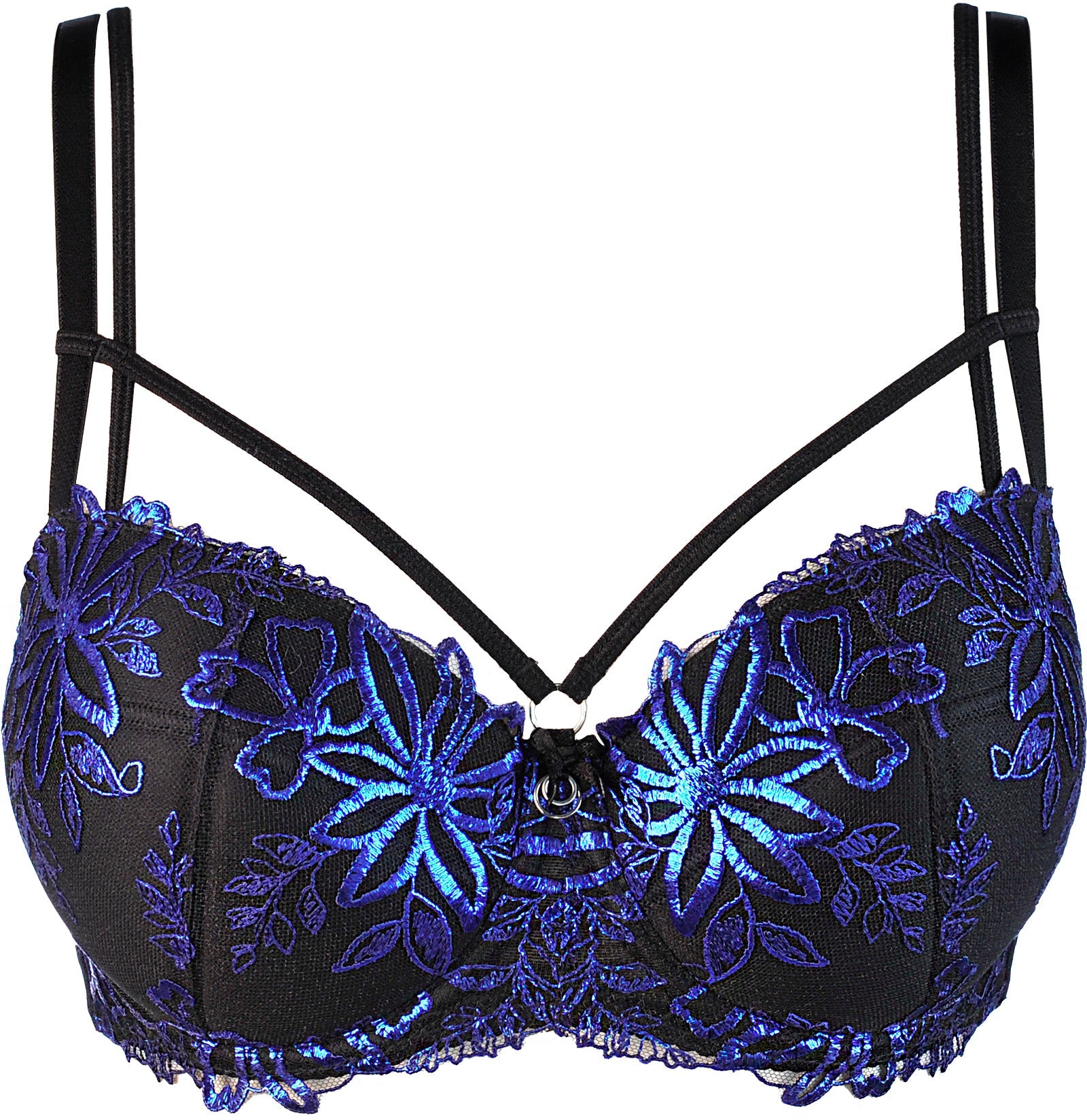 Axami V-10231 Padded Balconette Bra Blue Shimmer Brilliance