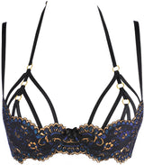 Axami 10361 Fancy Lace Shelf Bra Strappy Caged Open Cups Luxury Made in Europe