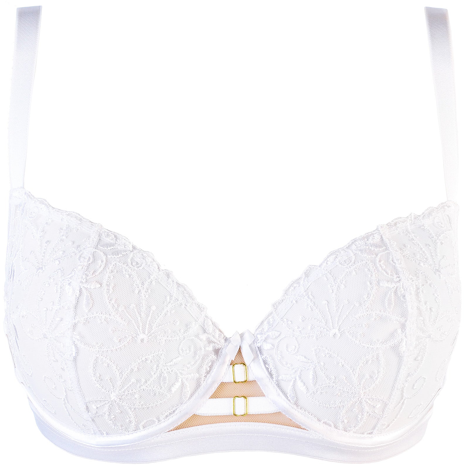 Axami 10561 Sheer Embroidery Unlined Bra White Angel