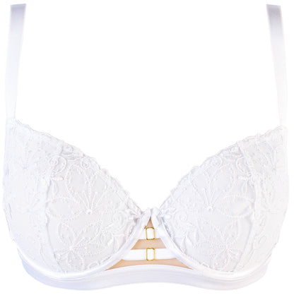 Axami 10561 Sheer Embroidery Unlined Bra White Angel