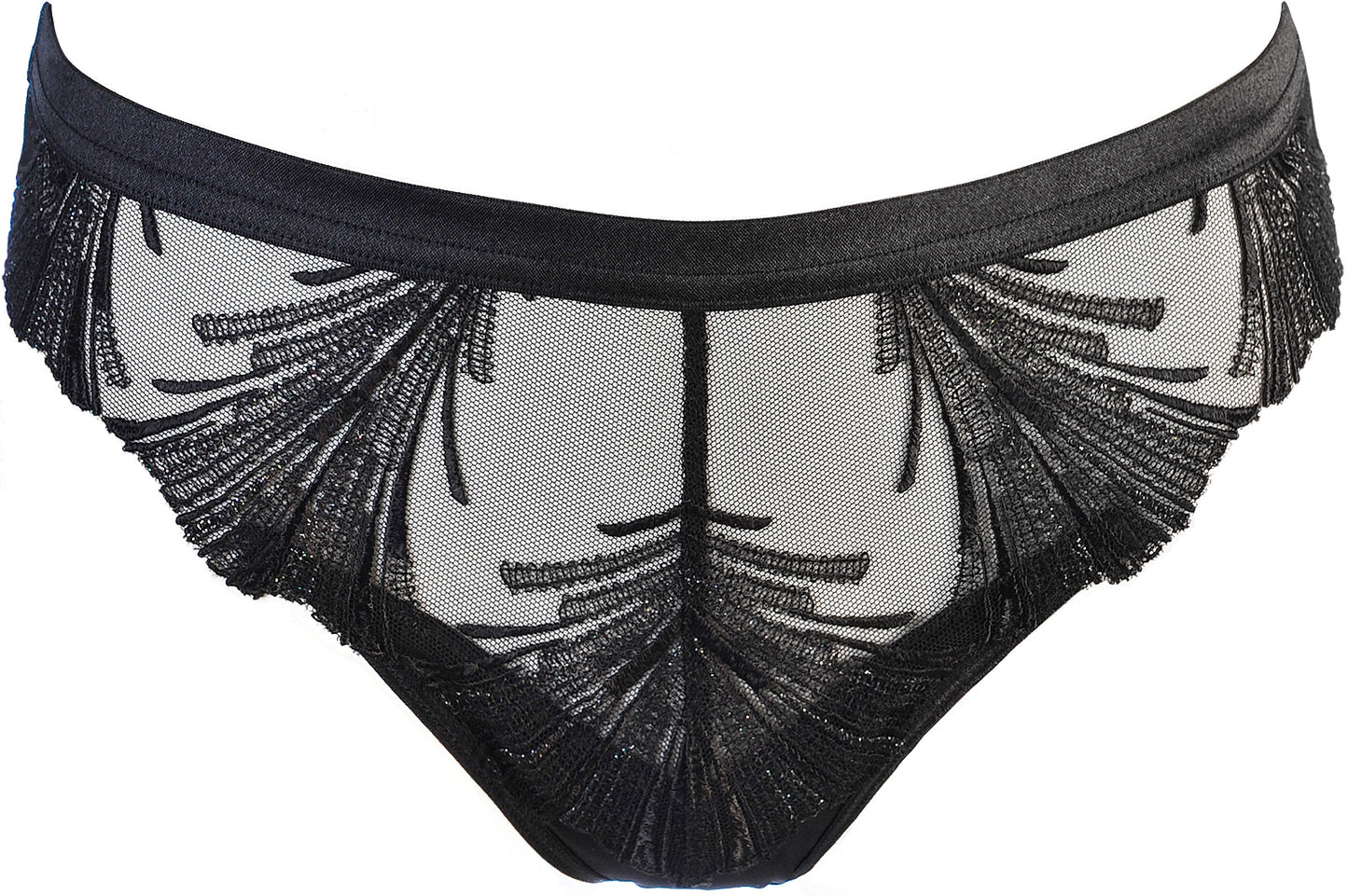 Axami V-10738 Shimmering Embroidery Sheer String Panty Black